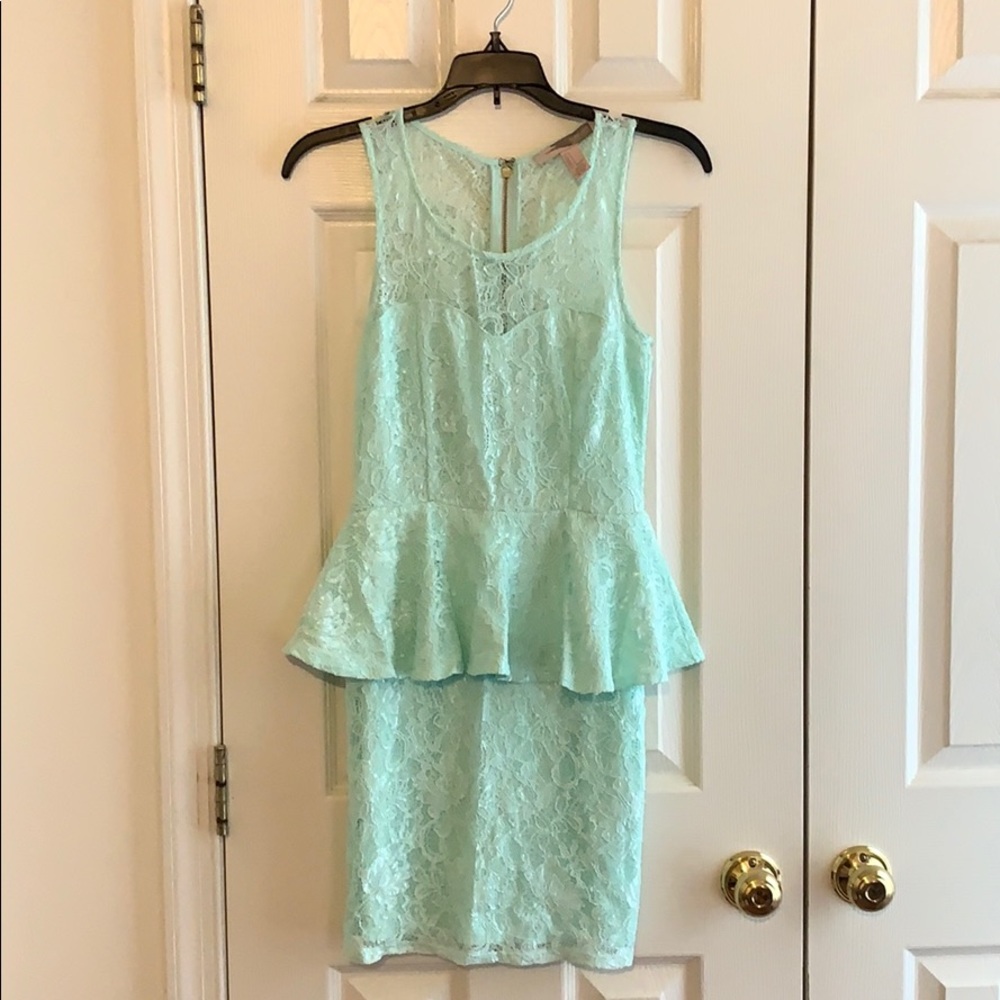 Aqua blue f21 contemporary peplum dress
